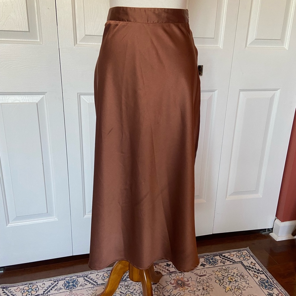 Elegant Brown Satin Skirt